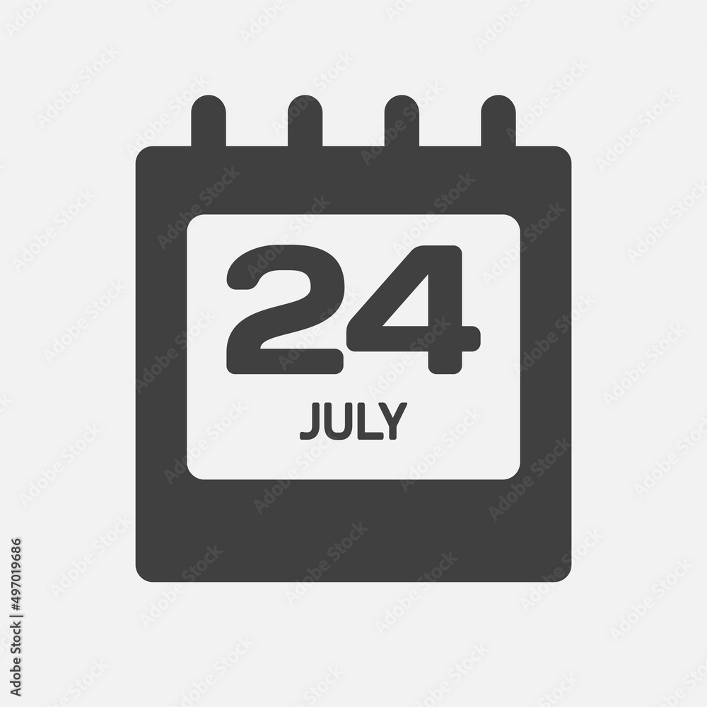Icon day date 24 July, template calendar page Icon day date 24 July, template calendar page