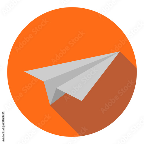 Flying paper plane vector illustration with shadow, flat design