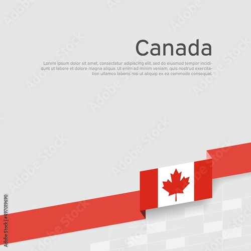 Canada flag background. Canada flag ribbon on white background. National poster. Business booklet. Vector flat design banner. State Canadian Patriotic Flyer Cover