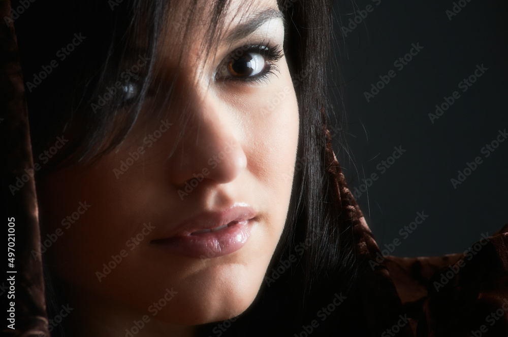 Portrait of pretty young woman with dark eyes Portrait of pretty young woman with dark eyes