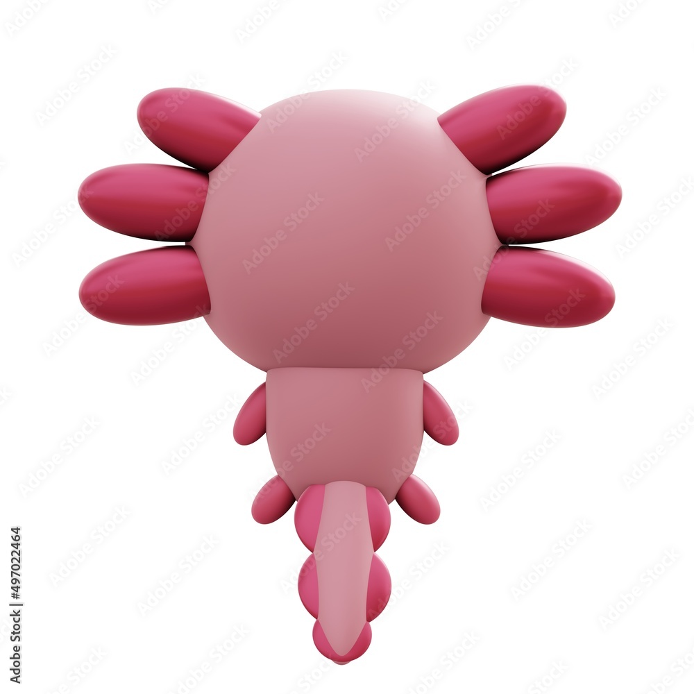 cartoon 3D illustration of Cute Axolotl cartoon 3D illustration of Cute Axolotl
