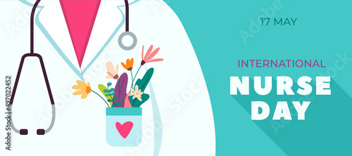 International nurse day vector design. 17th May. Vector illustration. Medical help and care concept. Thank you doctor card.