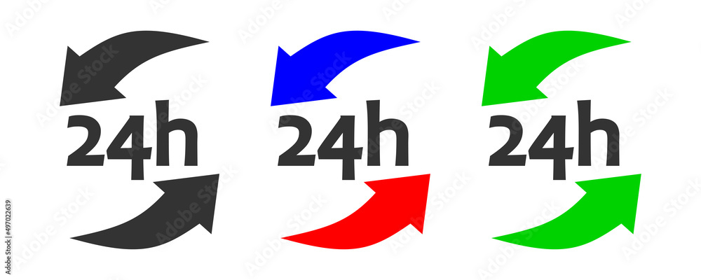 24 hours icon. Around the clock symbol. Sign non stop vector.