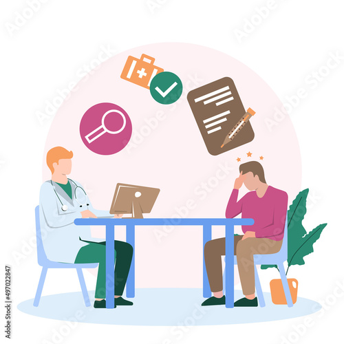 Patient Visit Doctor for Medical Health Consultation Flat Illustration