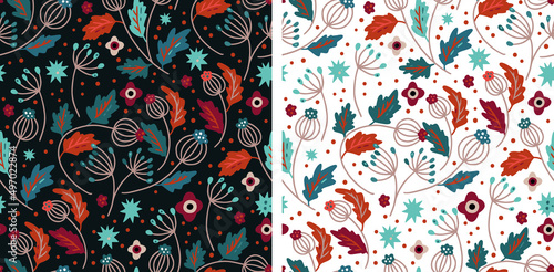 Nordic Scandinavian Seamless Floral Pattern Vector, Can be used for notebook cover, phone case pattern, wrapping paper, fashion print design, greeting and invitation card etc.