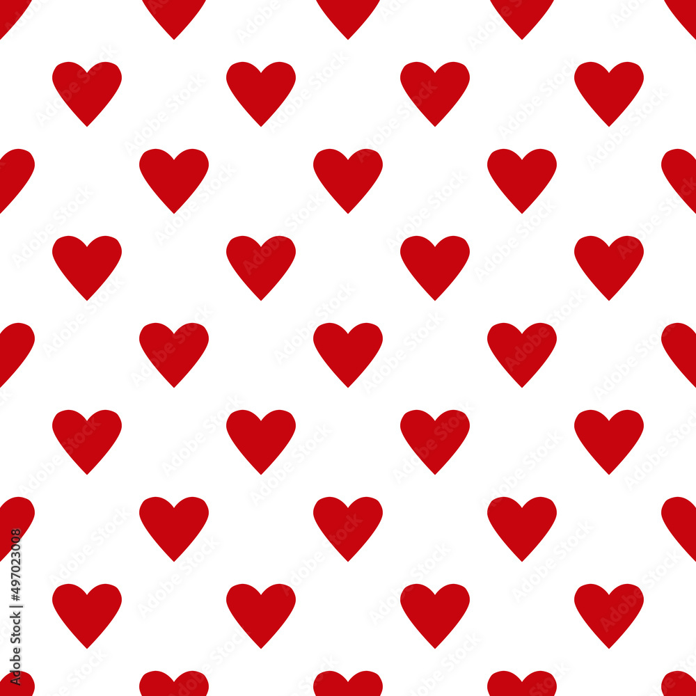 Valentines day seamless pattern with red hearts.Valentine hearts background