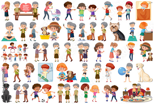 Set of different activities people in cartoon style