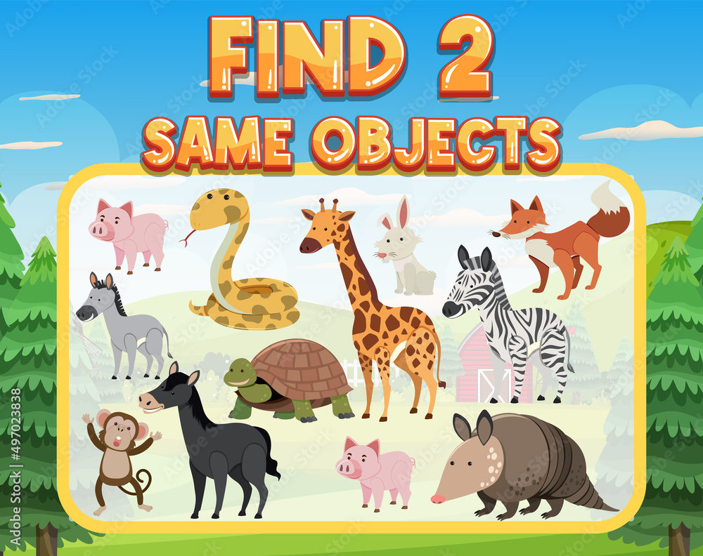 Find 2 same object worksheet for children Find 2 same object worksheet for children
