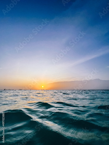 sunset over the sea, sunset on Zanzibar, sunset on Indian Ocean 