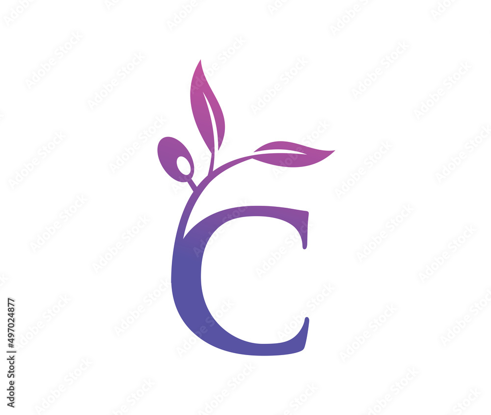 Naklejka premium Grape Vine Monogram Logo Letter C