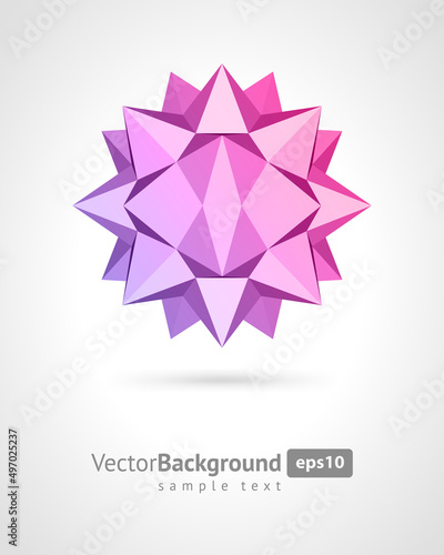 Bright gradient abstract thorn polygonal sphere triangle shape realistic background with place for text vector illustration. Sci fi smart fiction cyberspace technology creative mosaic pattern design