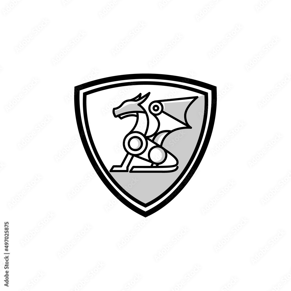 Dragon protect minimal logo design template Dragon protect minimal logo design template