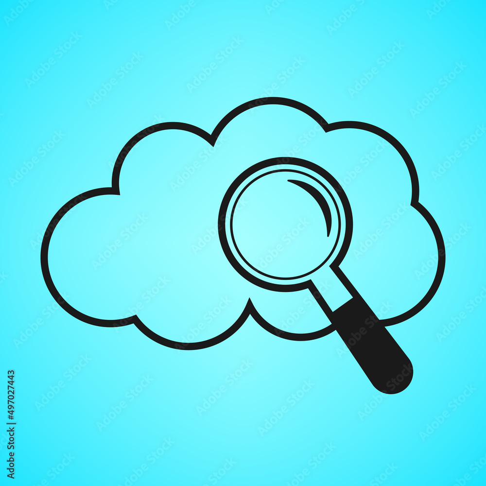 Vector icon magnifying glass and cloud for web design and web Vector icon magnifying glass and cloud for web design and web