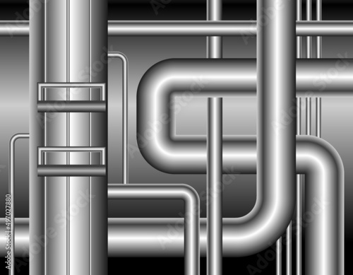 background with metal pipes, vector illustration 