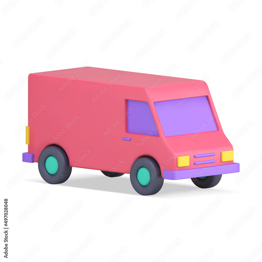 Realistic 3d icon pink box truck for commercial delivery service logistic goods transportation Realistic 3d icon pink box truck for commercial delivery service logistic goods transportation