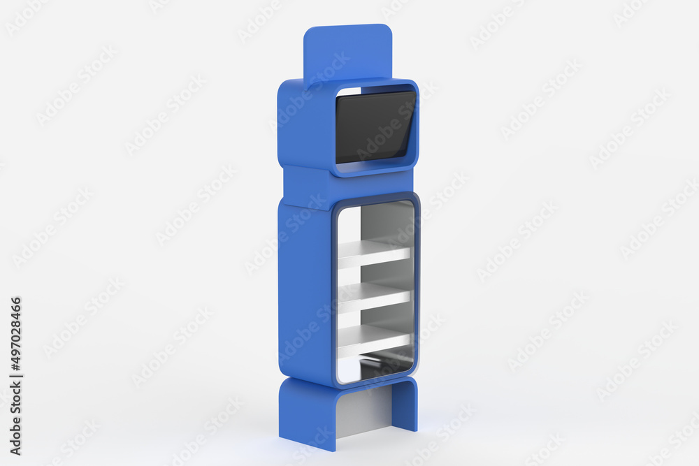 Display stand, retail display stand for product , display stands isolated on white background. 3d illustration Display stand, retail display stand for product , display stands isolated on white background. 3d illustration