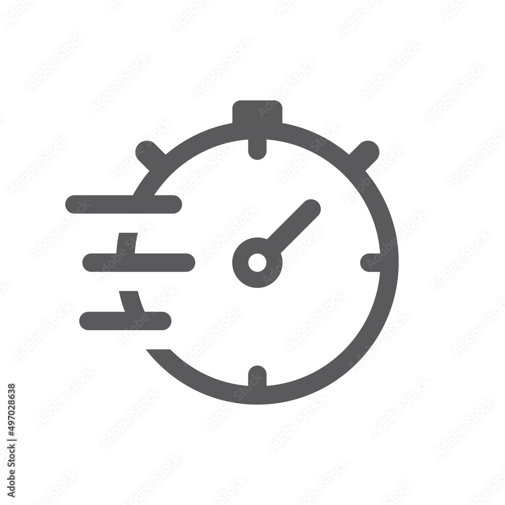 Fast clock or stopwatch black vector icon. Speed timer filled symbol. Fast clock or stopwatch black vector icon. Speed timer filled symbol.