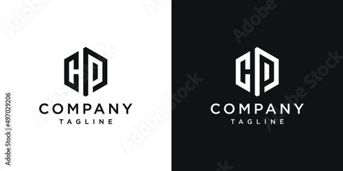 Creative Letter CP Monogram Logo Design Icon Template White and Black Background