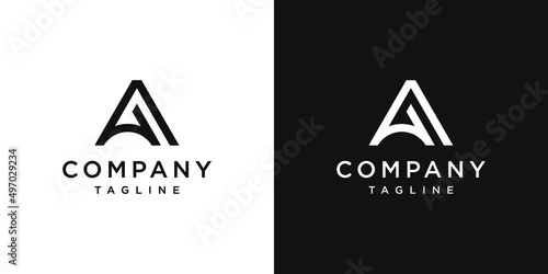 Creative Letter AA Monogram Logo Design Icon Template White and Black Background photo