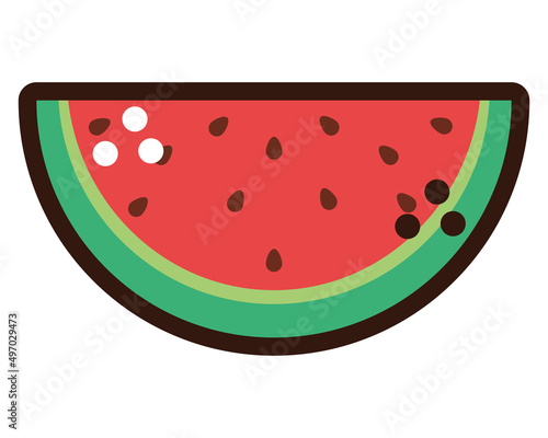 watermelon sliced doodle icon