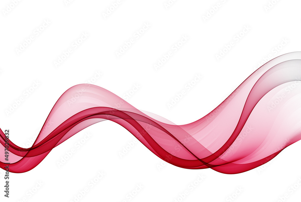 Vector abstract transparent red wave design element. A stream of wavy