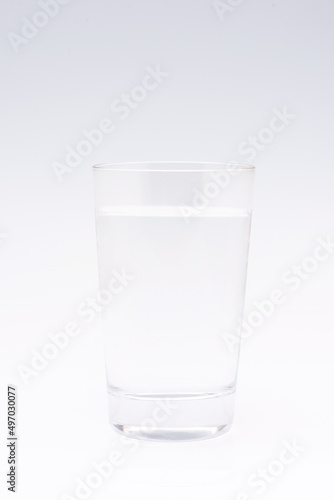 Glass water liquid on white background