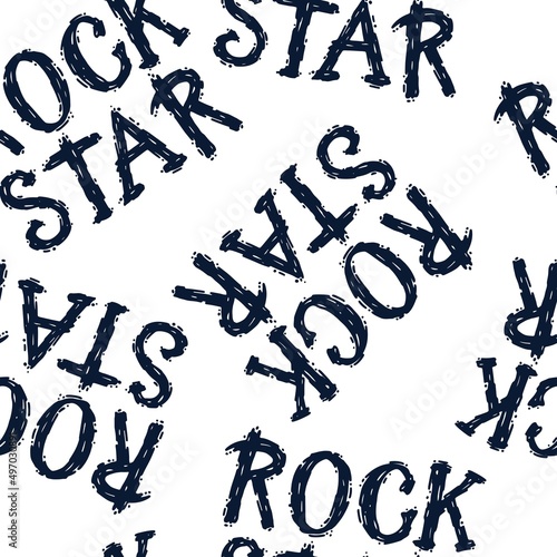 Cute rock graffiti lettering seamless pattern. Hand drawn monochrome black and white doodle cartoon letters. Ideal for baby clothes, textiles, wallpaper, wrapping paper.