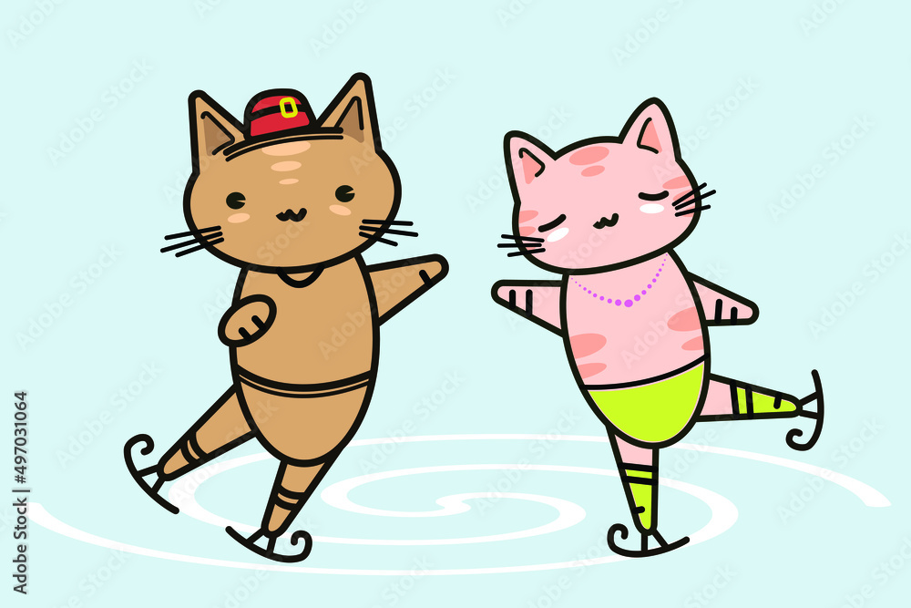 Funny animals. Little kittens. Vector image in cartoon style. Color image. Funny animals. Little kittens. Vector image in cartoon style. Color image.