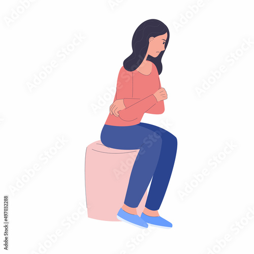 angry woman. mental health. mood swings. depressive sad person. resentment and irritation. Stock vector flat cartoon illustration on a white background.