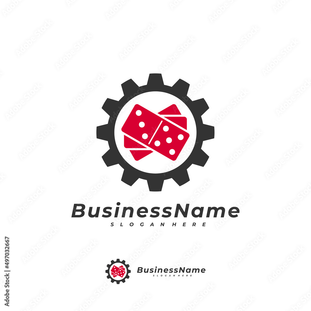 Domino Gear logo vector template, Creative Domino logo design concepts Domino Gear logo vector template, Creative Domino logo design concepts