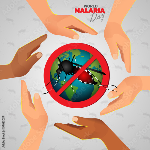 World malaria day concept design for malaria day. Good for banner, poster, campaign. Mosquito silhouette in sign illustration.