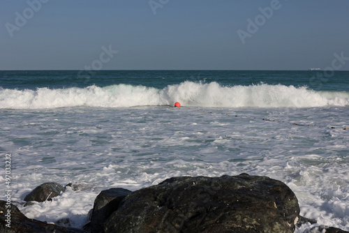 strong waves on the beach of Dubai UAE