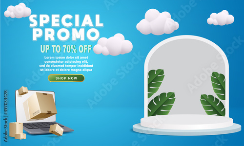 layout podium 3d architecture thumbnail illustration product sale