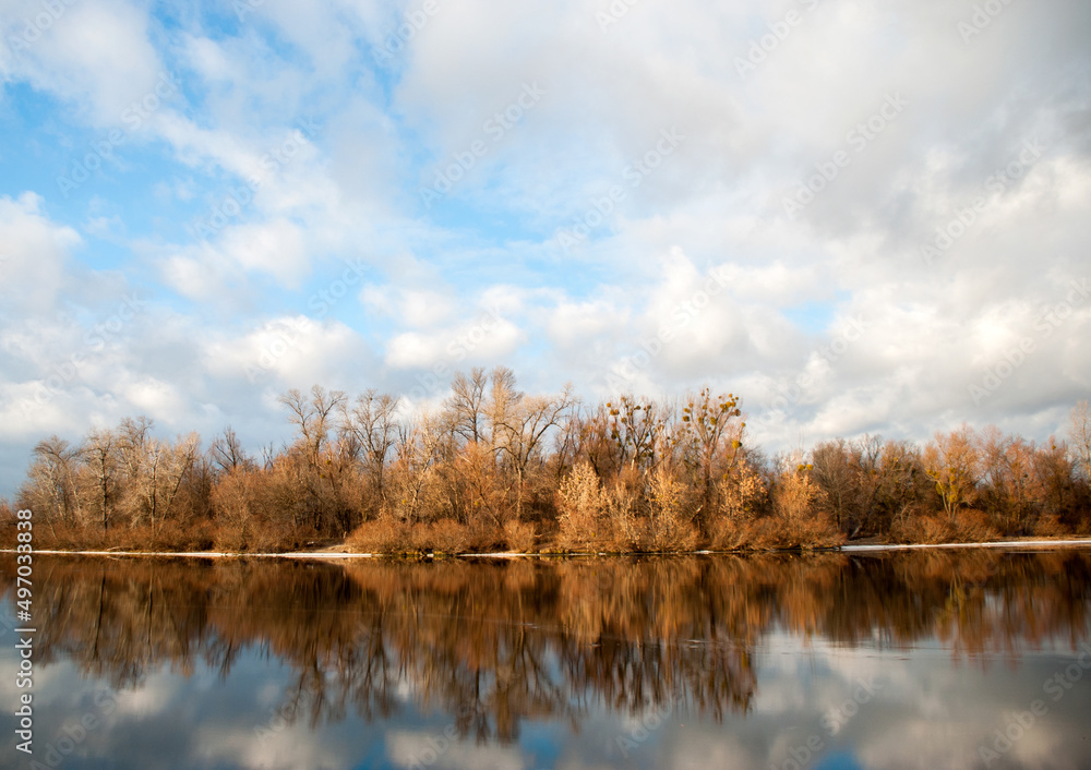 autumn landscape with lake