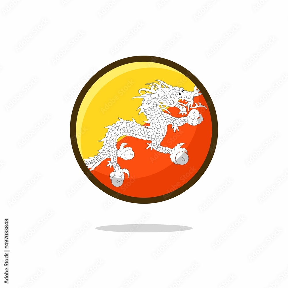 Bhutan Flag Icon. Bhutan Flag flat style isolated on a white background - stock vector.