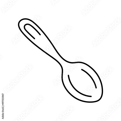 Spoon. Kitchenware sketch. Doodle line vector kitchen utensil and tool. Cutlery