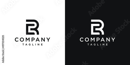 Creative Letter CR Monogram Logo Design Icon Template White and Black Background photo