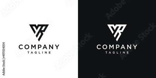 Creative Letter MR Monogram Logo Design Icon Template White and Black Background