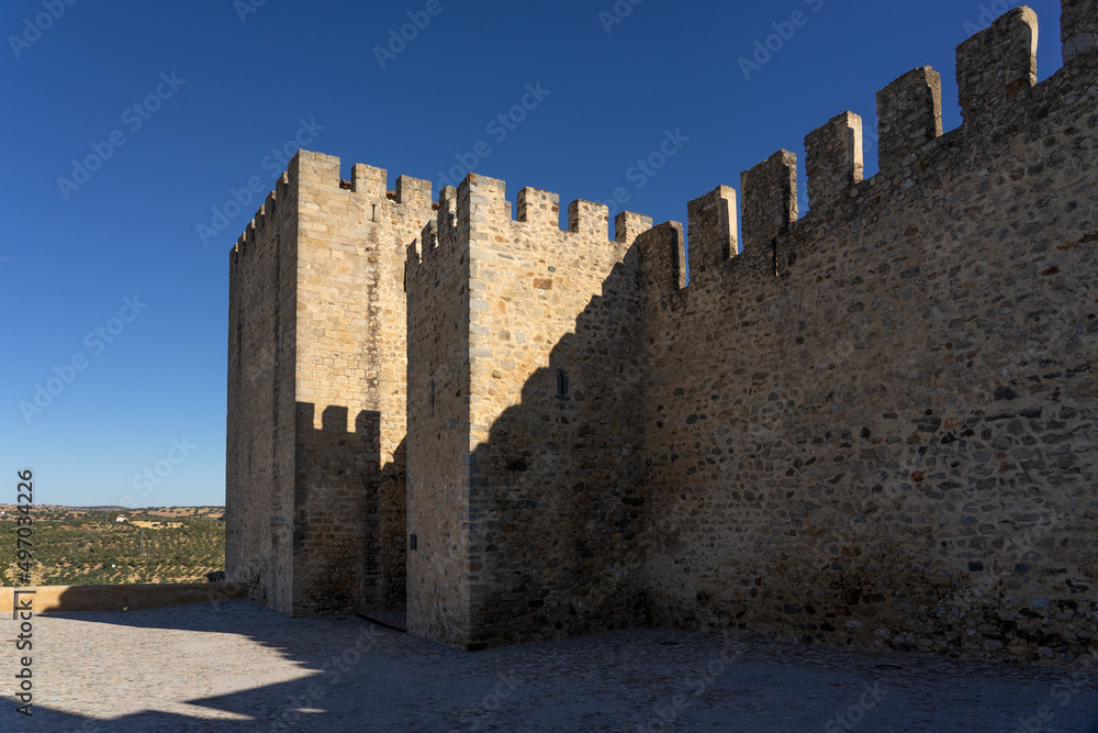 Castle in the old town of the fortified city of Elvas (World Heritage Site by UNESCO). Alentejo region, Portugal.