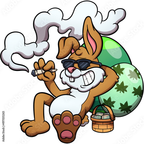 Cartoon Easter Bunny Smoking A Joint © TheMaskedTooner