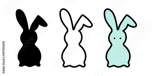 Minimalist icon rabbit. Outline, glyph, filled. Front view. For web, mobile, digital products. Vector illustration, flat design