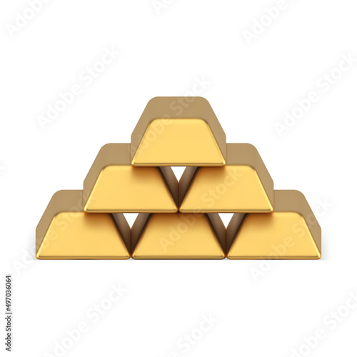 Realistic metallic jewelry golden bars pile banking financial treasure richness investment vector