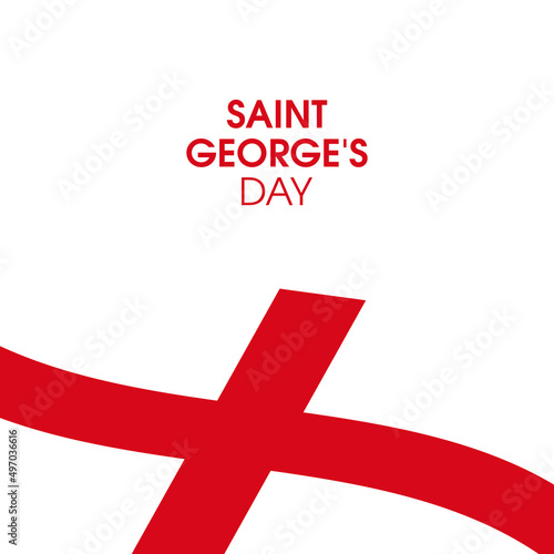 Saint George's Day Poster with St. George's flag vector. Waving abstract St. George's flag isolated on a white background vector. A red cross on a white field. Important day