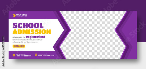 School admission social media cover design. back to school social media cover banner design. Back to school admission social media cover and web banner. school admission web banner