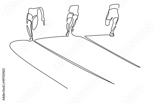 professional athletes running race and carrying flags