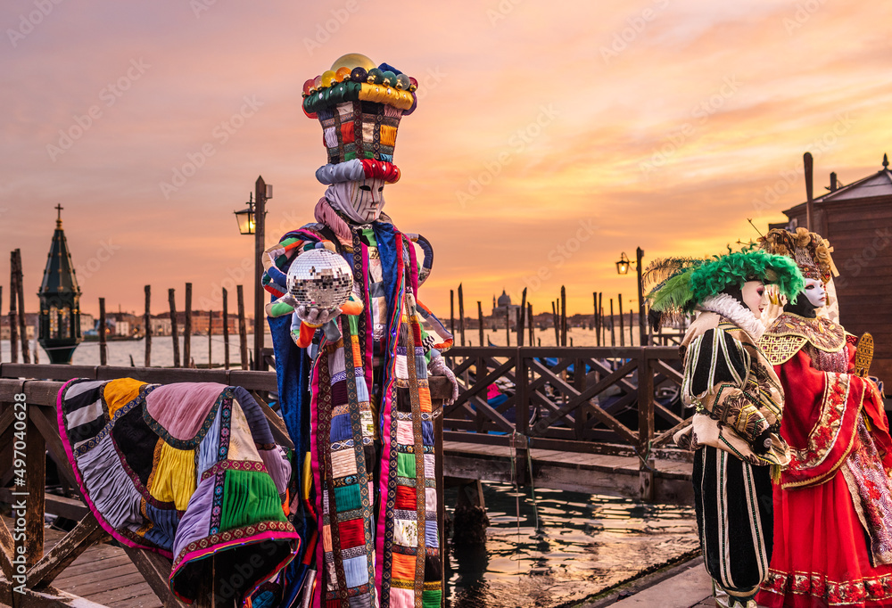 Ταπετσαρία Sunset at Venice Festival, colourful costumes, Venice, Italy