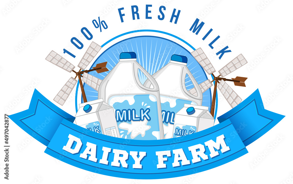 Dairy Farm label logo with dairy products