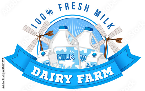 Dairy Farm label logo with dairy products