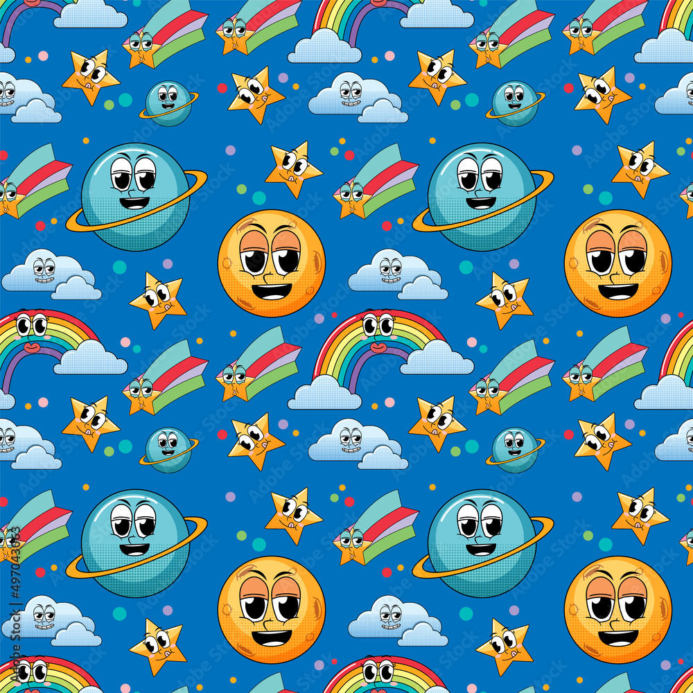 Seamless background with stars and rainbow Seamless background with stars and rainbow