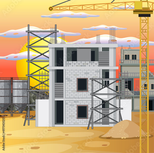 Scene of building construction site